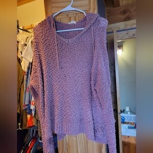 ADORA Dusty Mauve Chunky Knit Hooded Sweater